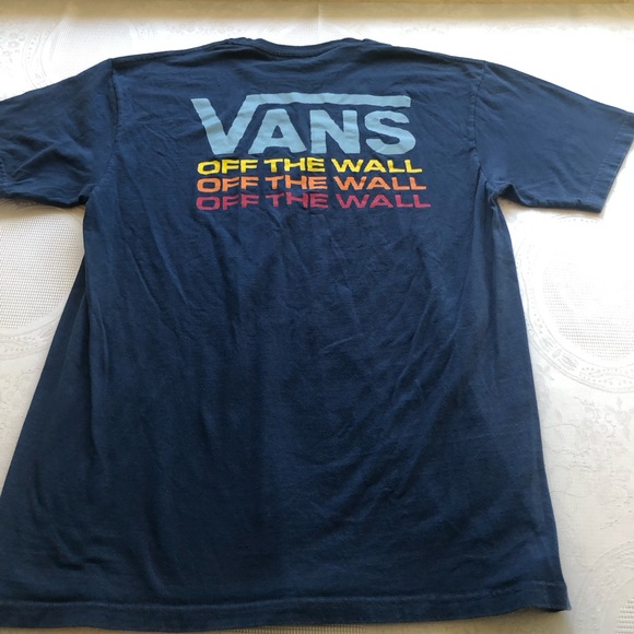 Vans Of The Wall Men’s Size M Blue T-Shirt Short Sleeves Logo Print Casual Tee - Picture 9 of 12